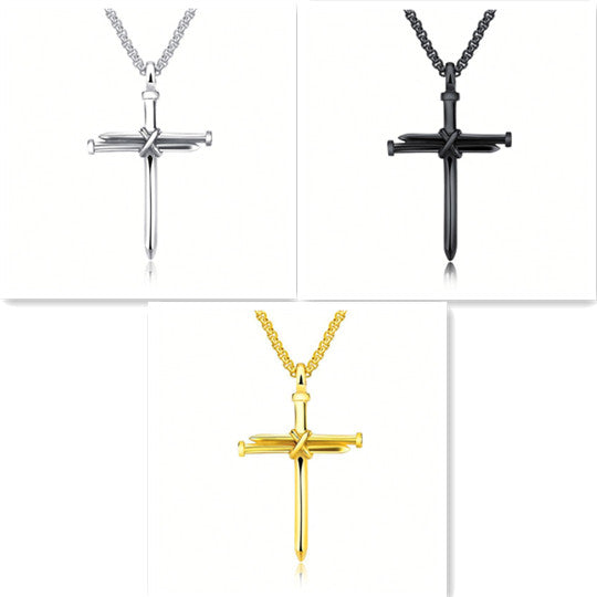 Men’s Steel Cross Pendant Necklace