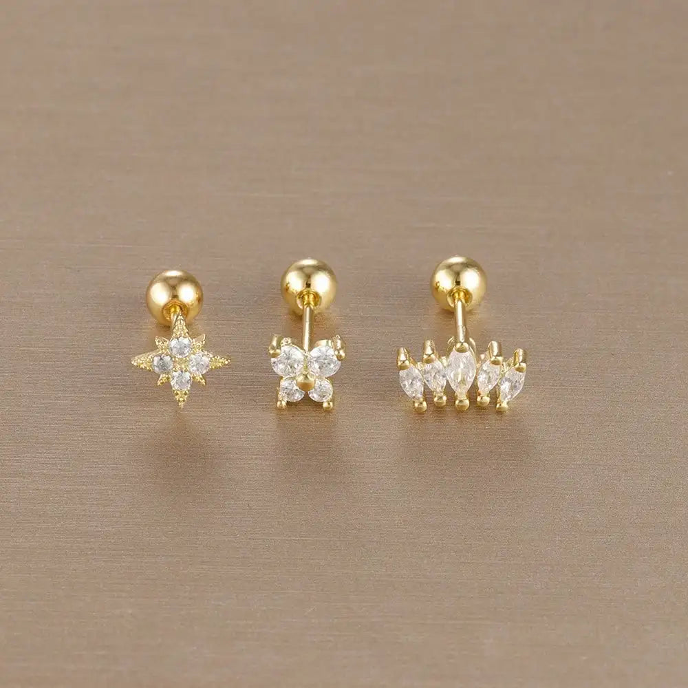 Crown Stud Earring Set for Women 3PCS