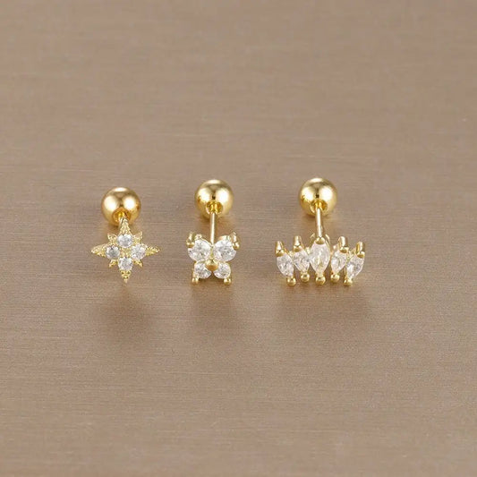 Crown Stud Earring Set for Women 3PCS