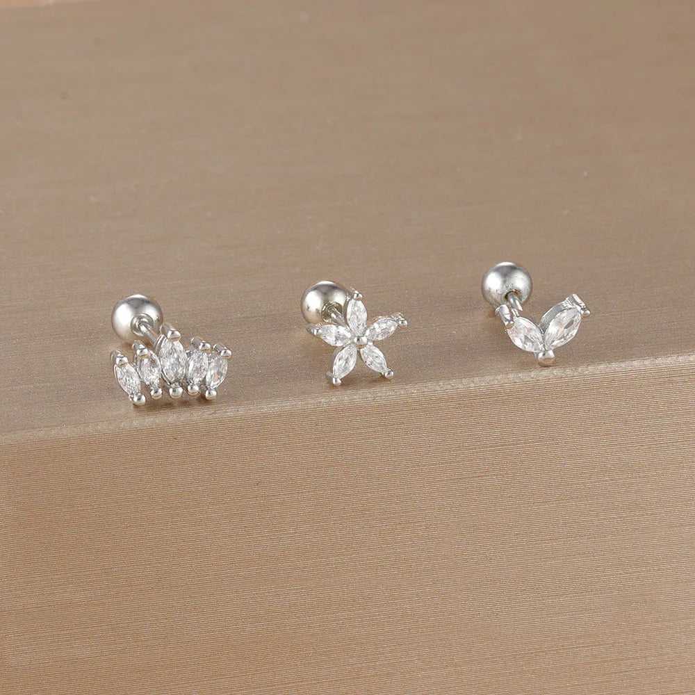 Crown Stud Earring Set for Women 3PCS